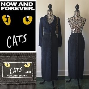 RARE Vintage "CATS" button up corduroy maxi skirt